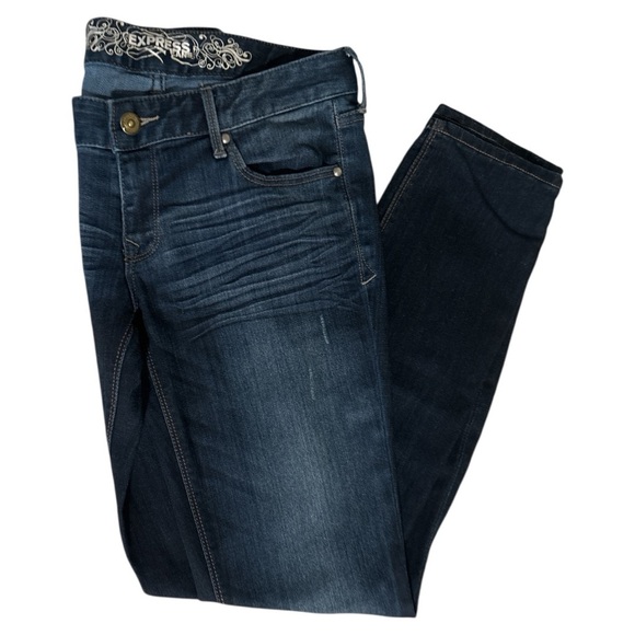 Express Blue Skinny Jeans with Vintage Wash - Picture 4 of 4